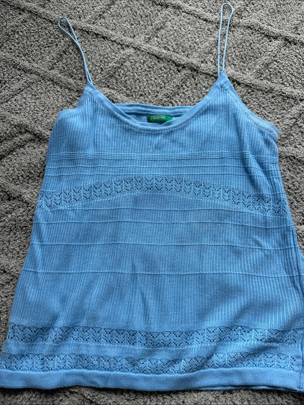 United Colors Of Benetton Light Blue Knit Lace-Detail Camisole